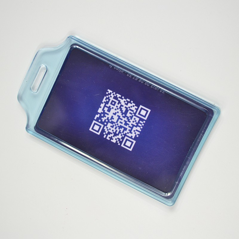 Card holder in blue translucent PVC