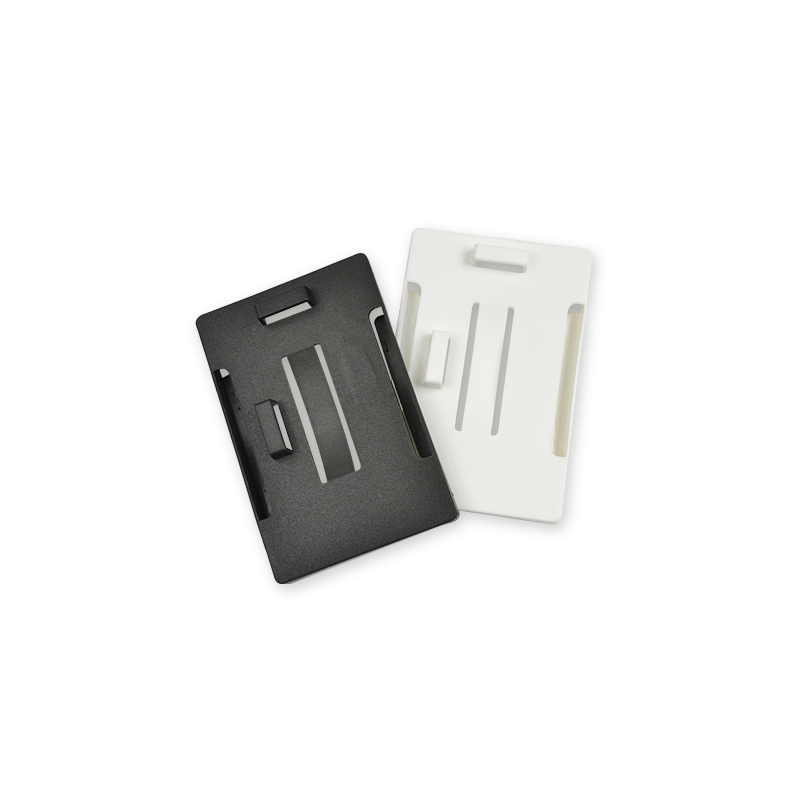 Porte-badge rigide en plastique noir avec deux attaches | Etigo