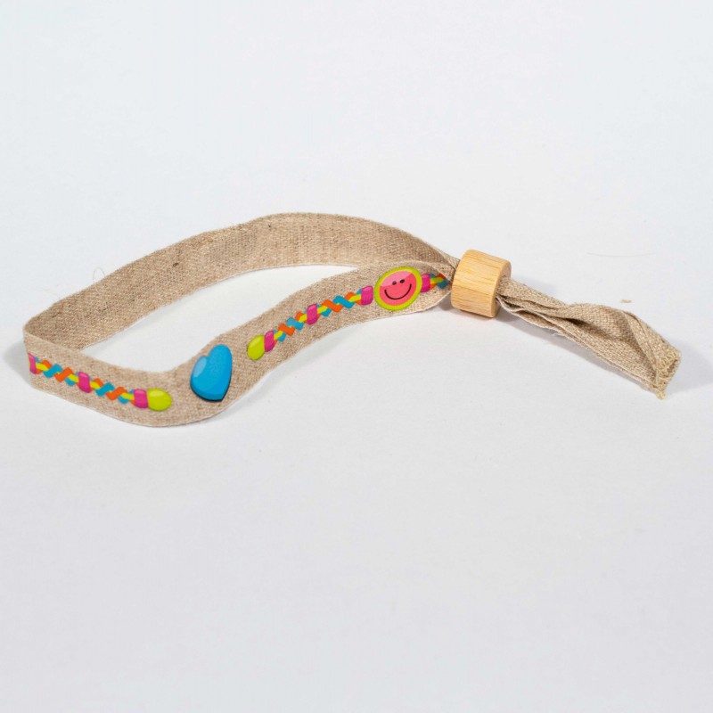 Bracelet en lin avec bague bambou personnalisable
