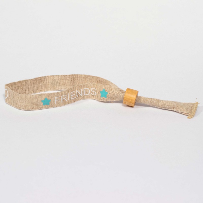 Bracelet en lin avec bague bambou personnalisable