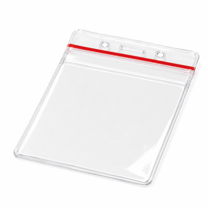 Clear vinyl flexible badge holder : vertical format | Etigo